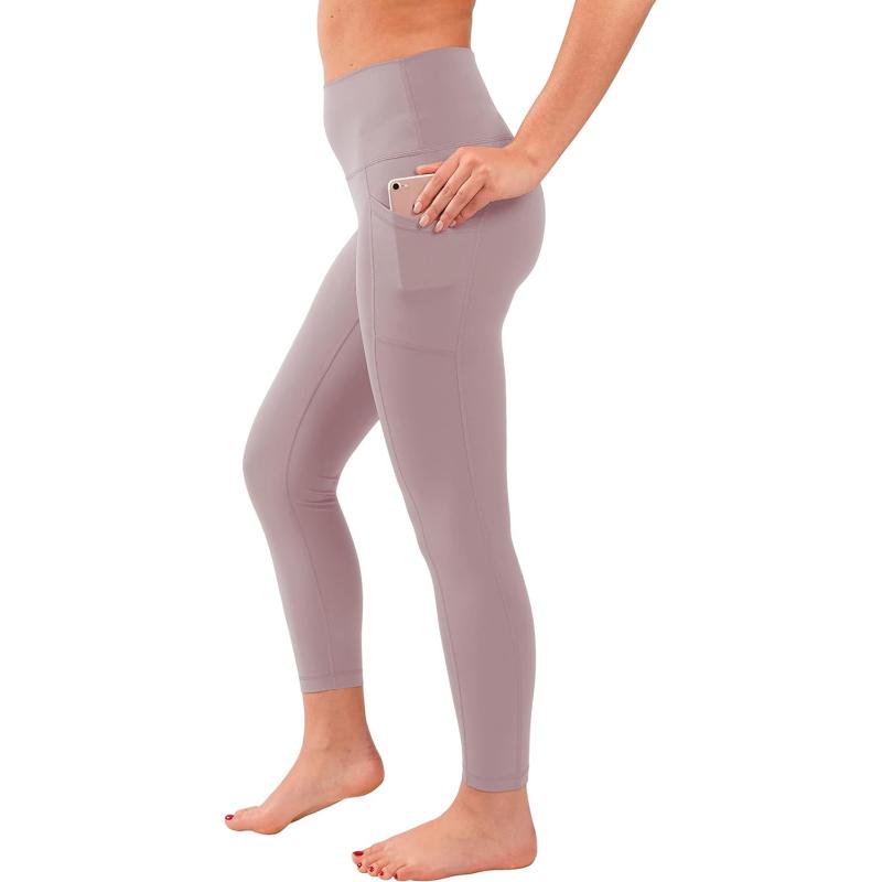 Yogalicious Lux High Waist Elastic Free Side Pocket Ankle Legging(Windsor  Wine) - Yogalicious