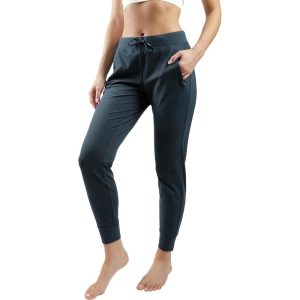 Yogalicious Interlink High Waist Ribbed Jogger with Pockets and Drawstring  - Brick Dust - X Large